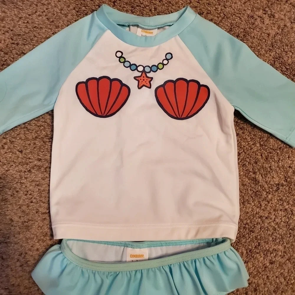 Gymboree Baby Mermaid Rashguard Swim Set 6M - 12M